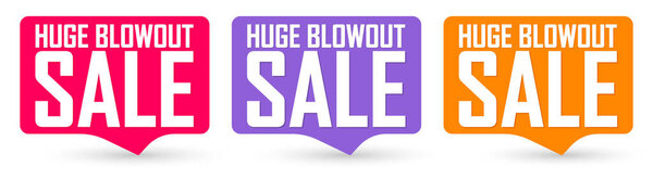 Огромная распродажа. Набор баннеров продажи, шаблон дизайна тегов скидки, векторная иллюстрация