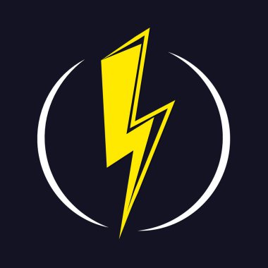 Yıldırım, güç simgesi, grafik tasarım şablonu, elektrik işareti, vektör illüstrasyonu