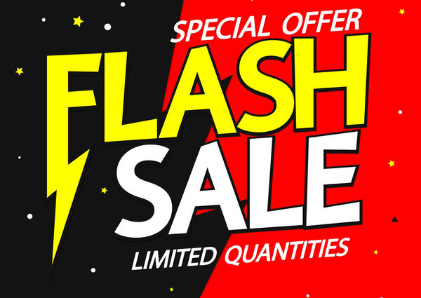 Flash Продажа, шаблон дизайна плаката, скидочный баннер, векторная иллюстрация