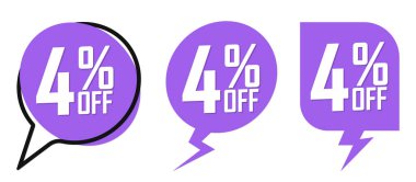 İndirim pankartlarını ayarla,% 4 indirim, etiket tasarım şablonu, en düşük fiyat, vektör illüstrasyonunu teklif et