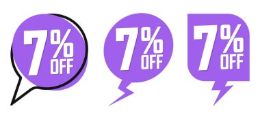 İndirim pankartlarını ayarla,% 7 indirim, etiket tasarım şablonu, en düşük fiyat, vektör illüstrasyonu