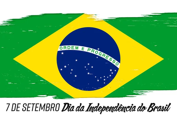 Setembro Dia Independência Brasil Bandeira Com Pincel Grunge Antecedentes Com — Vetor de Stock