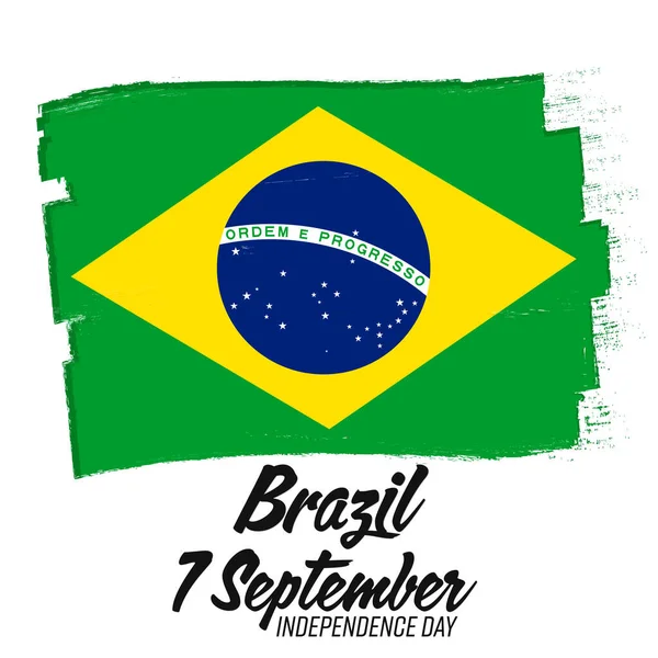 Září Den Nezávislosti Brazílie Prapor Grunge Kartáčem Pozadí Symbolem Země — Stockový vektor
