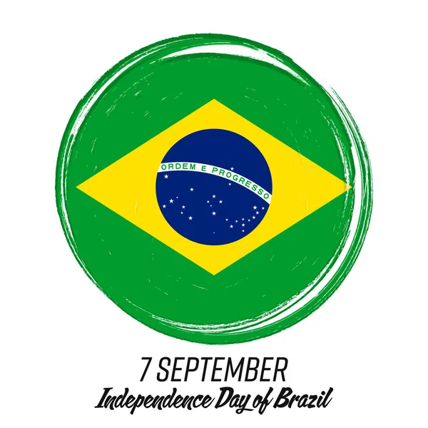 September Brasiliens Självständighetsdag Banner Med Grungpensel Bakgrund Med Nationell Landssymbol — Stock vektor