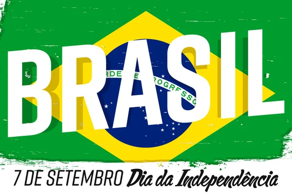 Setembro Dia Independência Brasil Bandeira Com Pincel Grunge Antecedentes Com —  Vetores de Stock