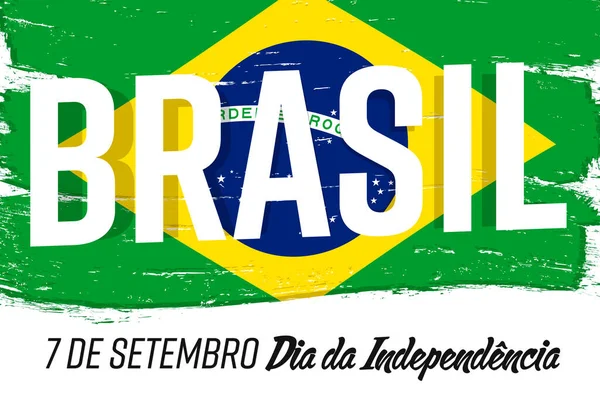 Settembre Festa Dell Indipendenza Del Brasile Striscione Con Pennello Grunge — Vettoriale Stock
