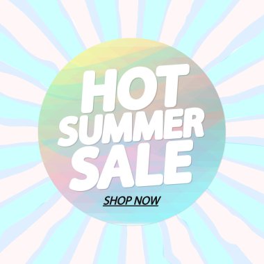 Sıcak Yaz Satışı, indirimli poster tasarım şablonu, mağaza afişi. Sezon alışverişi, reklam afişi, vektör illüstrasyonu