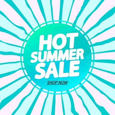Sıcak Yaz Satışı, indirimli poster tasarım şablonu, mağaza afişi. Sezon alışverişi, reklam afişi, vektör illüstrasyonu