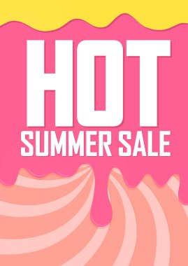 Sıcak Yaz Satışı, indirimli poster tasarım şablonu, mağaza afişi. Sezon alışverişi, reklam afişi, vektör illüstrasyonu