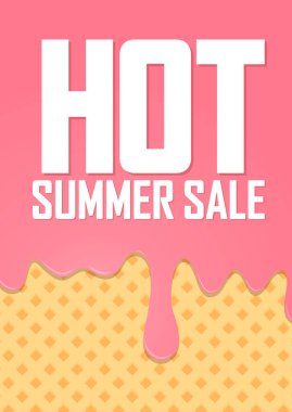 Sıcak Yaz Satışı, indirimli poster tasarım şablonu, mağaza afişi. Sezon alışverişi, reklam afişi, vektör illüstrasyonu