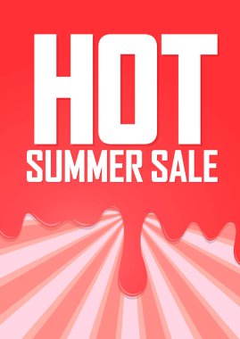 Sıcak Yaz Satışı, indirimli poster tasarım şablonu, mağaza afişi. Sezon alışverişi, reklam afişi, vektör illüstrasyonu