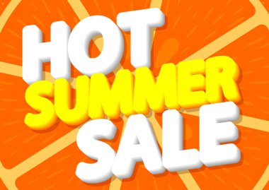 Sıcak Yaz Satışı, indirimli poster tasarım şablonu, mağaza afişi. Sezon alışverişi, reklam afişi, vektör illüstrasyonu