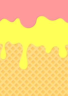 Eriyen dondurma, poster tasarımı şablonu, lezzetli afiş, vektör illüstrasyonu