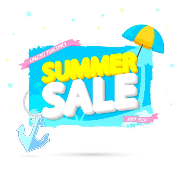 Summer Sale Banner Design Template Season Discount Tag Promo Poster — Stock Vector