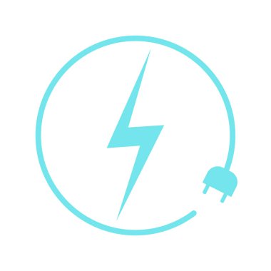 Elektrikli araba şarj ikonu, grafik tasarım şablonu, yıldırım. Elektrikli araçlar için şarj işareti, vektör illüstrasyonu