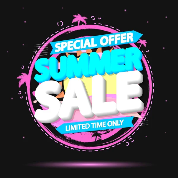 Summer Sale Banner Design Template Season Discount Tag Promo Poster — Stock Vector