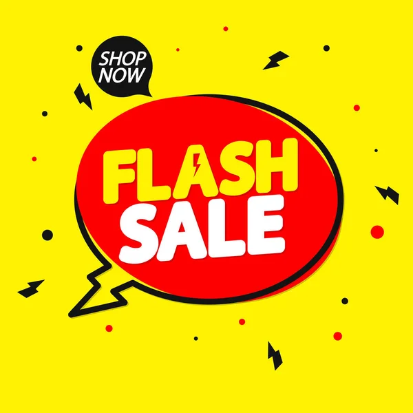 Flash Sale Modelo Design Banner Bolha Fala Tag Desconto Cartaz — Vetor de Stock
