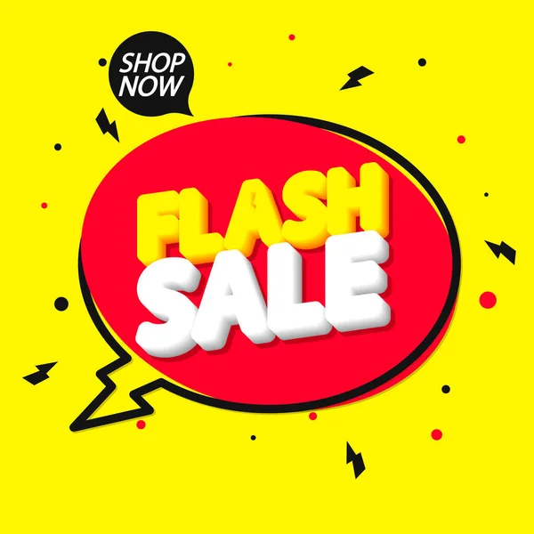 Flash Sale Modelo Design Banner Bolha Fala Tag Desconto Cartaz — Vetor de Stock