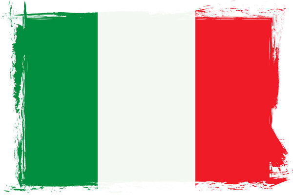 Flag of Italy, banner with grunge brush. vector illustration. 