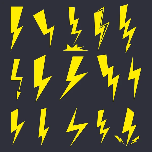 Lightning Bolt Set Power Icons Graphic Design Template Collection Electric — ストックベクタ