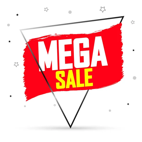 Mega Sale Banner Design Mall Rabatt Tag Grunge Borste Reklamaffisch — Stock vektor