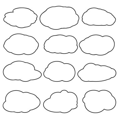 Bulut simgelerini, tasarım şablonunu, vektör illüstrasyonunu ayarla