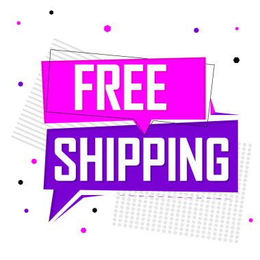 Ücretsiz Sevkiyat, pankart tasarımı, satış etiketi, tüm siparişler, vektör illüstrasyonu