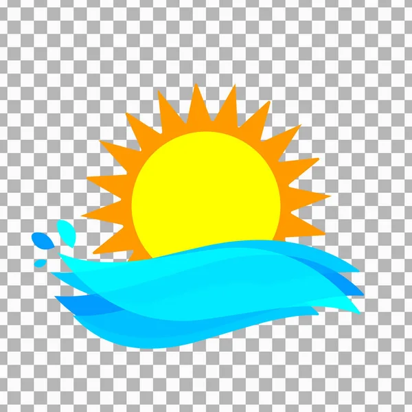 Значок Сонця Шаблон Дизайну Графічного Символу Великі Океанічні Хвилі Векторні — стоковий вектор