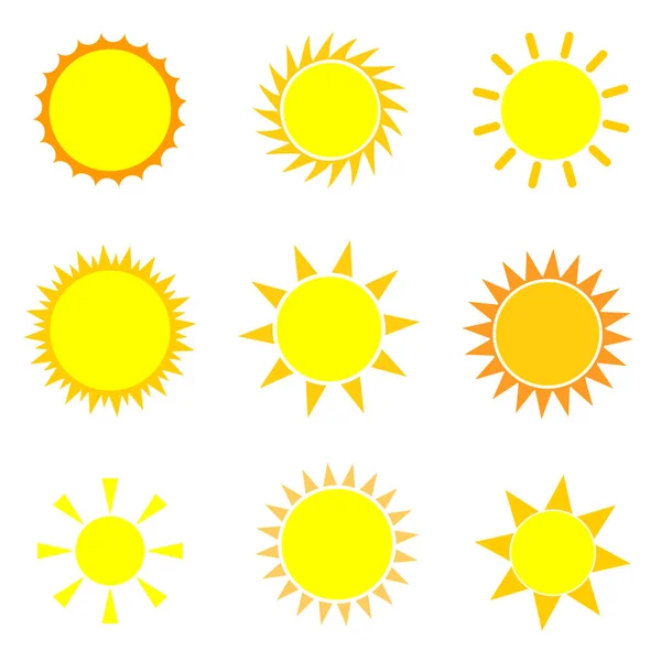Установка Иконок Солнца Шаблон Дизайна Символов Векторная Иллюстрация — стоковый вектор