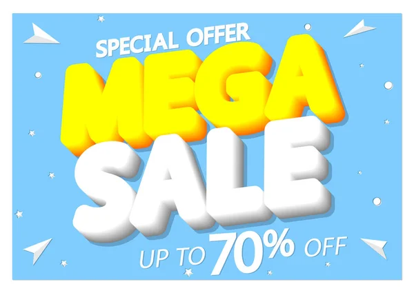 Mega Sale Poster Design Template Discount Banner Online Shop Vector — Stock Vector