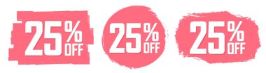 % 25 indirimli, indirimli pankartlar tasarım şablonu, tanıtım uygulaması tabelaları, vektör illüstrasyonu