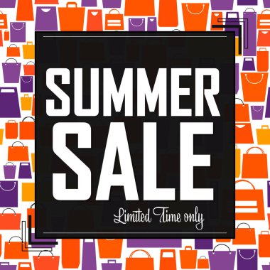 Yaz indirimi, indirimli poster tasarımı şablonu. Mağaza veya çevrimiçi mağaza için tanıtım pankartı, vektör illüstrasyonu.