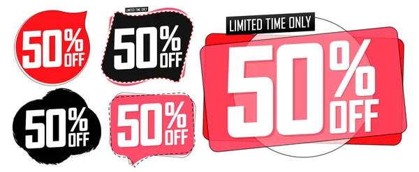Sale Set Discount Banners Design Template Promo App Signs Vector — Stock Vector