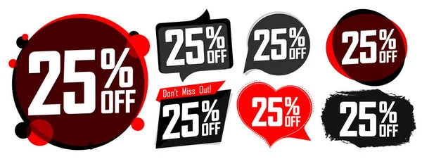 % 25 indirimli, indirimli pankartlar tasarım şablonu, tanıtım uygulaması tabelaları, vektör illüstrasyonu
