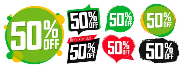 Sale Set Discount Banners Design Template Promo App Signs Vector — Stock Vector