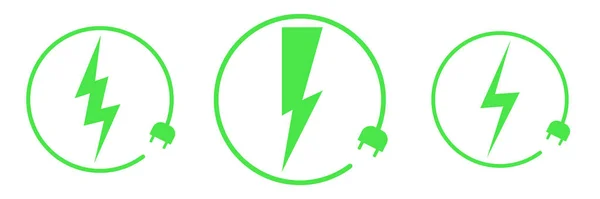 Ikony Nabíjení Elektromobilů Šablona Grafického Designu Blesk Parkování Elektrickými Náboji — Stockový vektor