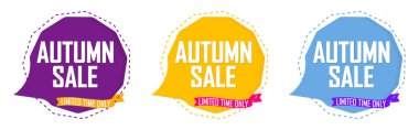 Sonbahar satış afişlerini, indirim etiketlerini tasarım şablonlarını, vektör illüstrasyonunu ayarla