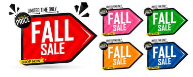 Sonbahar satış afişlerini, indirim etiketlerini tasarım şablonunu, vektör illüstrasyonunu ayarla