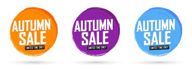 Sonbahar satış afişlerini, indirim etiketlerini tasarım şablonlarını, vektör illüstrasyonunu ayarla