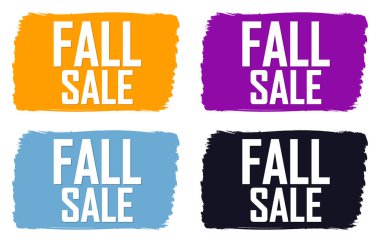 Sonbahar satış afişlerini, indirim etiketlerini tasarım şablonunu, vektör illüstrasyonunu ayarla