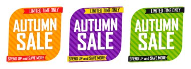 Sonbahar satış afişlerini, indirim etiketlerini tasarım şablonlarını, vektör illüstrasyonunu ayarla