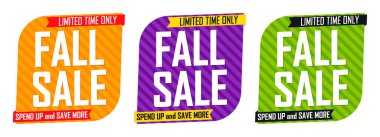 Sonbahar satış afişlerini, indirim etiketlerini tasarım şablonunu, vektör illüstrasyonunu ayarla