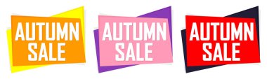 Sonbahar satış afişlerini, indirim etiketlerini tasarım şablonlarını, vektör illüstrasyonunu ayarla