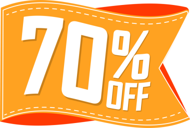 % 70 indirimli indirim etiketi.