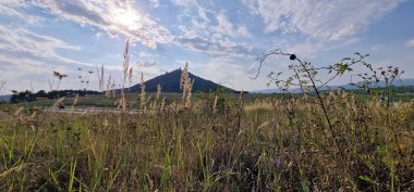 Hnvn Kalesi, Çek Cumhuriyeti 'nin Most şehrindeki bir tepenin tepesinde güneşli bir yaz gökyüzünün altında tünemişti. Tarihi şato şehre ve çevresindeki kırlara bakıyor, panoramik manzaralar sunuyor ve ortaçağ mimarisi sergiliyor.