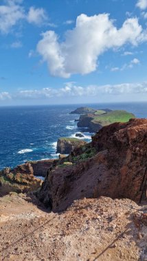Ponta de So Loureno Peninsula on Madeira Island is a narrow, rugged headland extending into the Atlantic Ocean. Known for its dry climate, exposed volcanic terrain, steep cliffs, and dramatic coastal views, the peninsula contrasts strongly