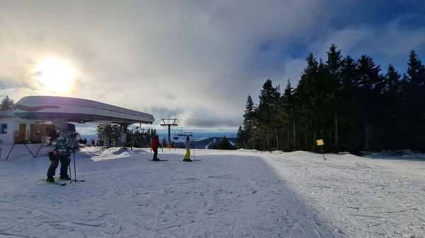 Hochficht kayak alanı Avusturya 'daki kayak pistinden kış manzarası