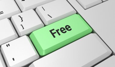 Özgür düğme. Klavye. Yeşil tuş. Yeşil düğme. 3D render