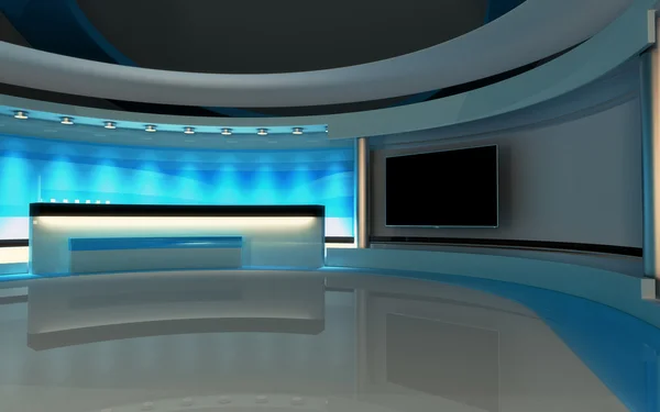 TV stüdyo. News stüdyo. Yeşil ekran veya chroma anahtar video veya fotoğraf üretimleri için mükemmel zemin.
