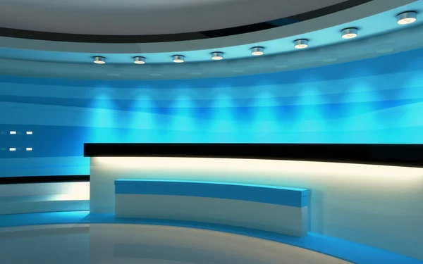 TV stüdyo. News stüdyo. Yeşil ekran veya chroma anahtar video veya fotoğraf üretimleri için mükemmel zemin.
